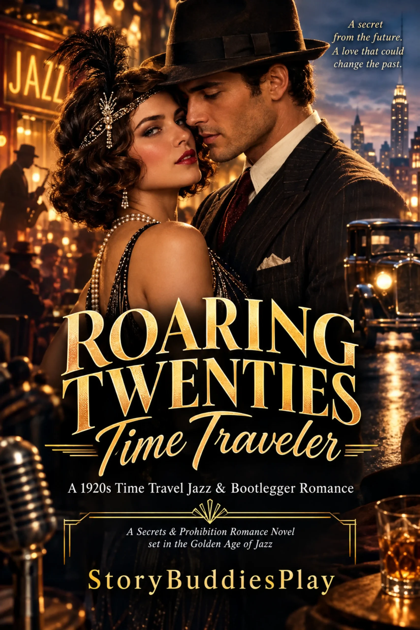 Roaring Twenties Time Traveler eBook cover - A 1920s Time Travel Jazz & Bootlegger Romance by StoryBuddiesPlay