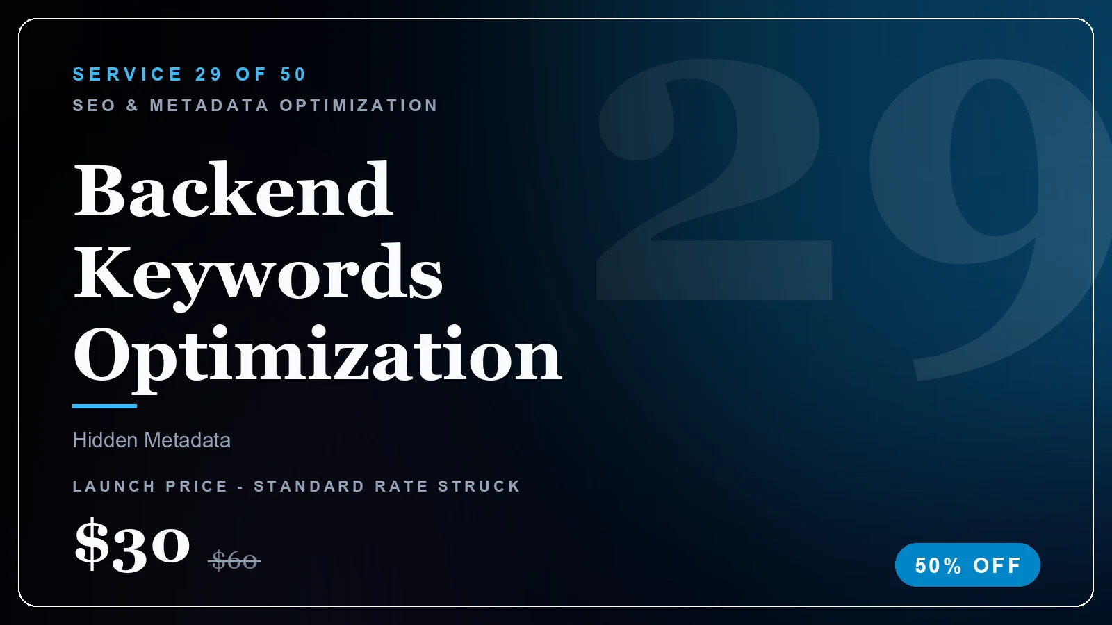Backend Keywords Optimization - SEO & Metadata Optimization service, from $10 (50% off)