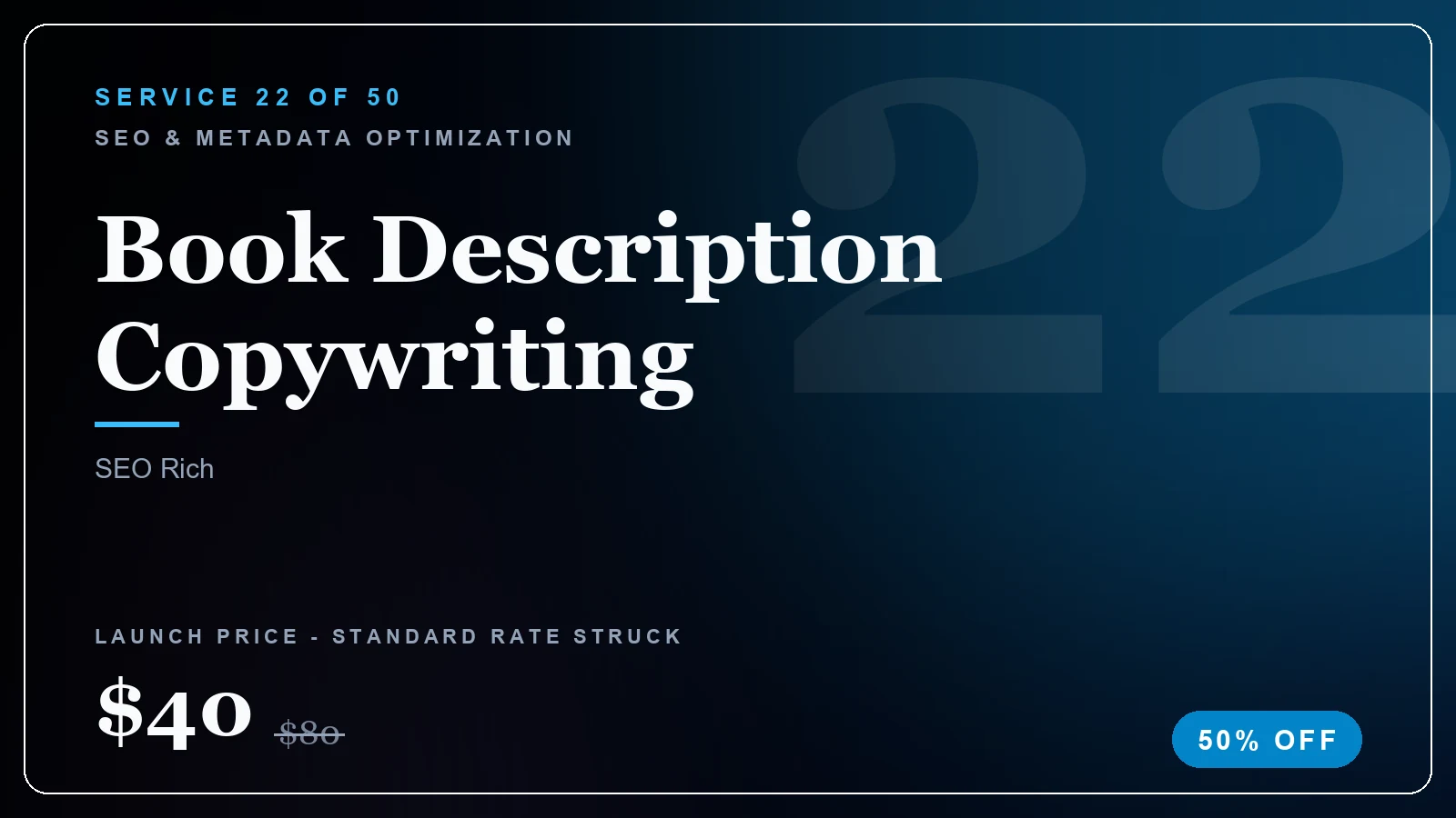 Book Description Copywriting - SEO & Metadata Optimization service, from $20 (50% off)