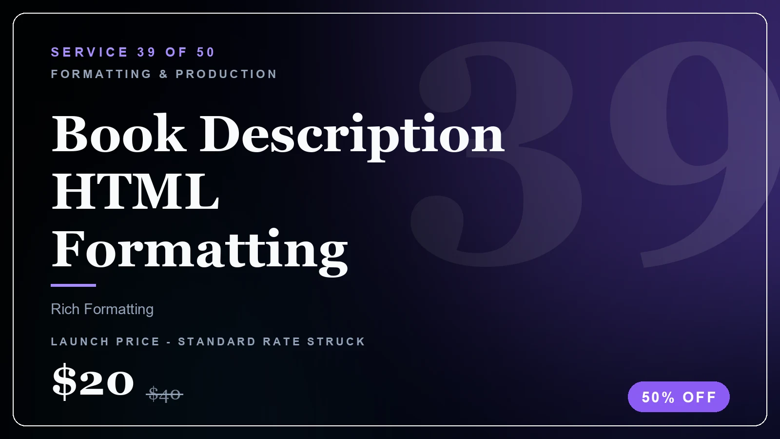 Book Description HTML Formatting - Formatting & Production service, from $10 (50% off)