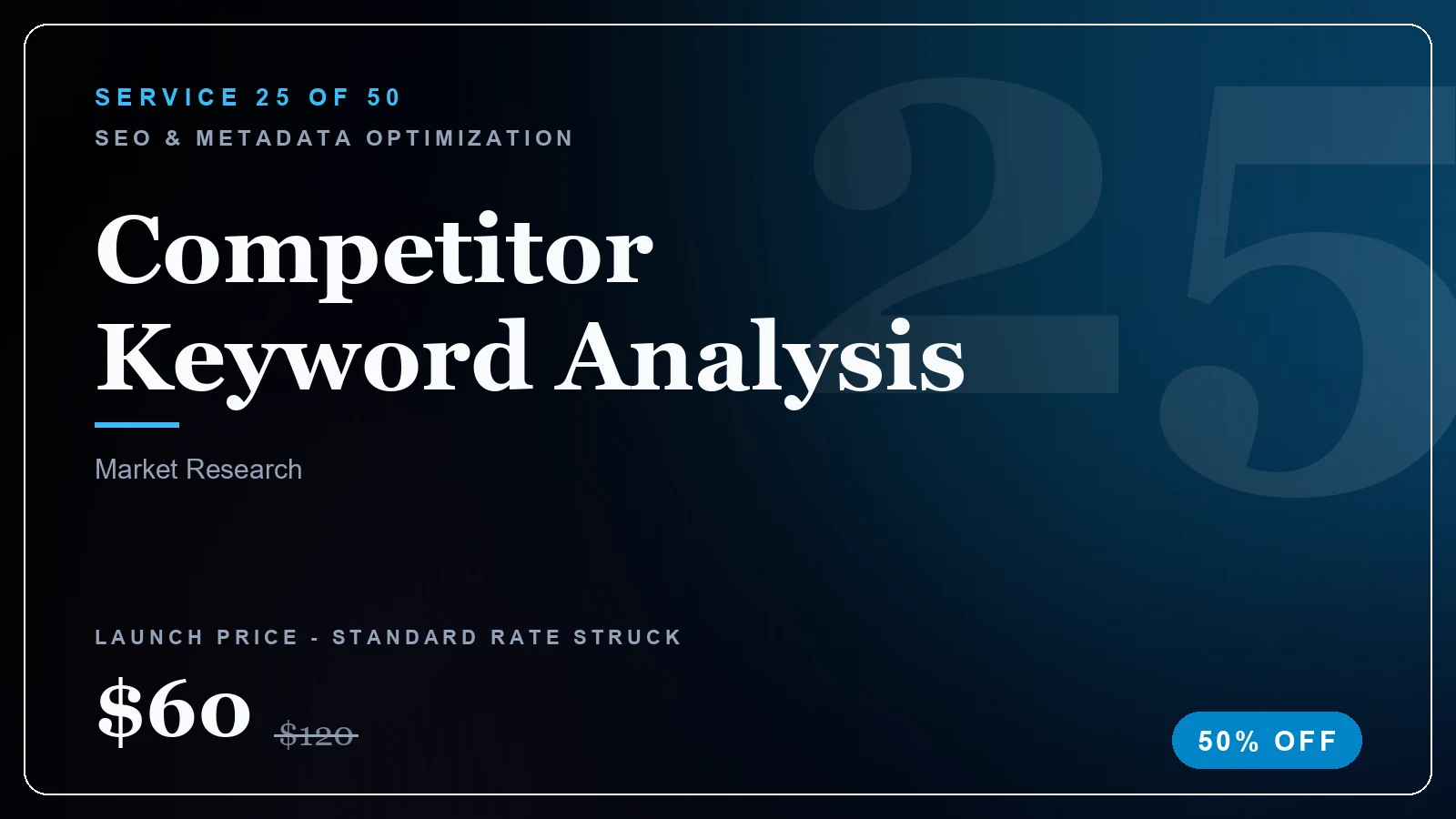 Competitor Keyword Analysis - SEO & Metadata Optimization service, from $30 (50% off)