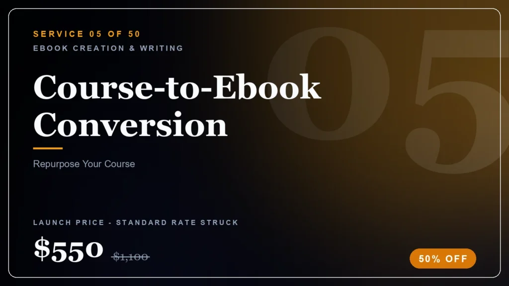 Course-to-Ebook Conversion ebook service (50% launch discount) - StoryBuddiesPlay