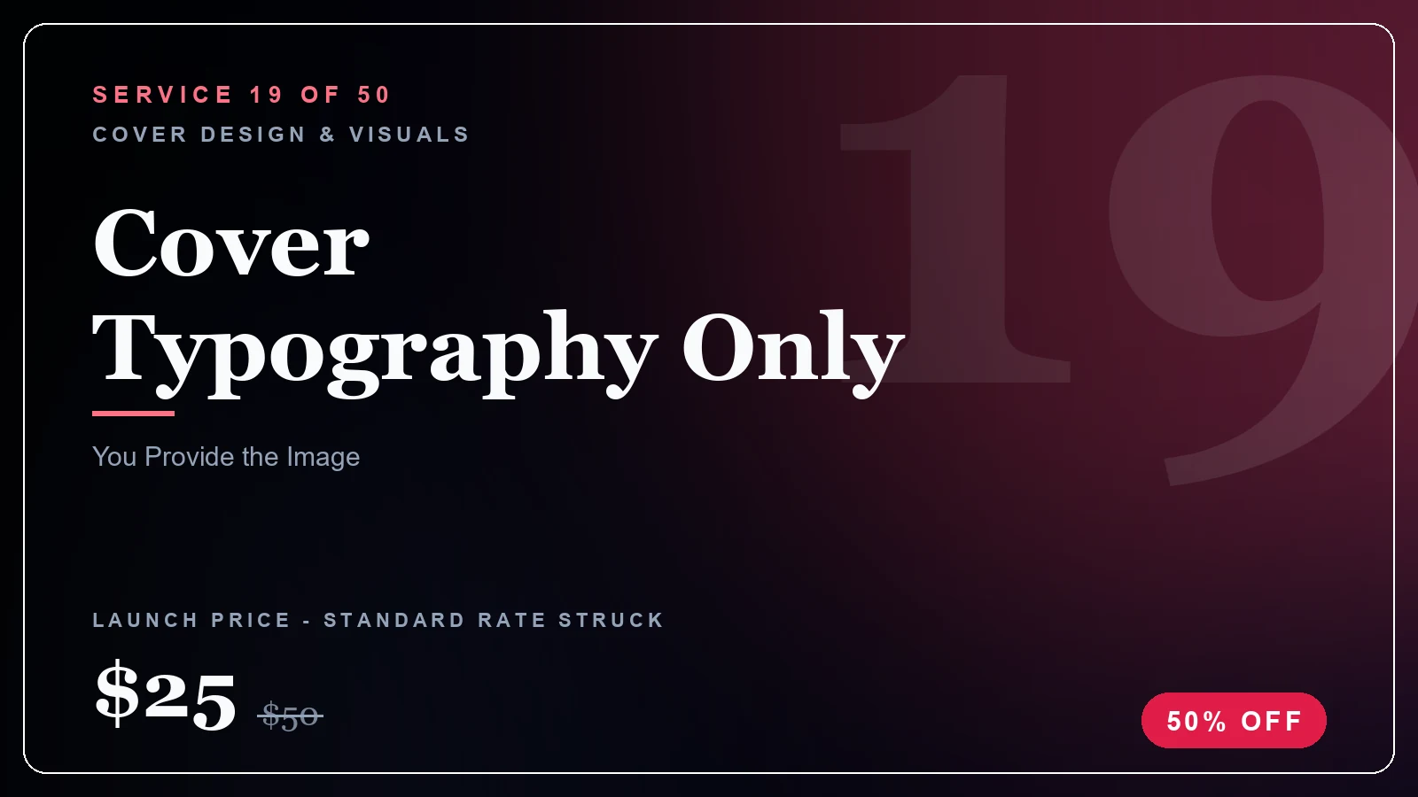 Cover Typography Only - Cover Design & Visuals service, from $10 (50% off)