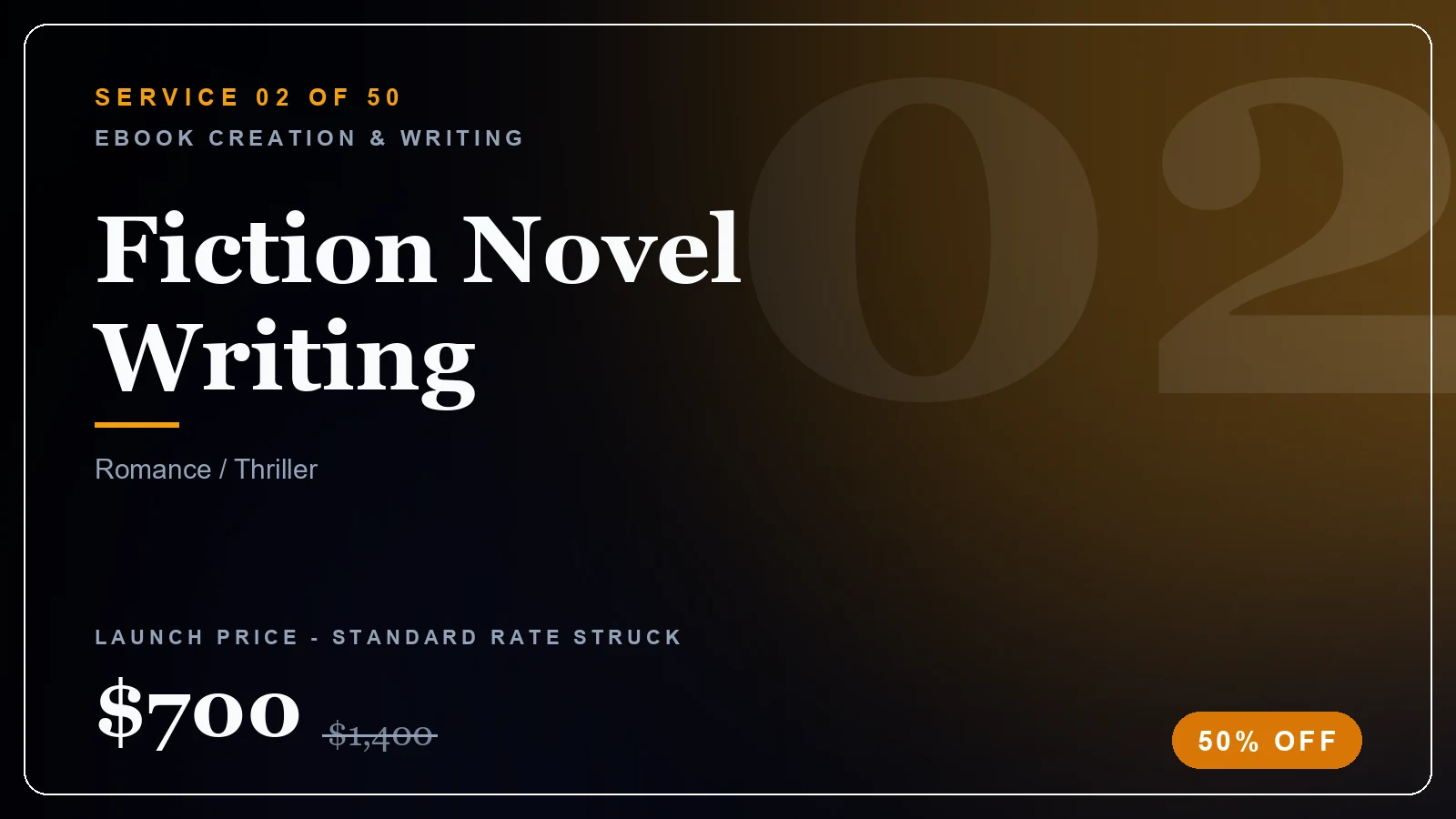 Fiction Novel Writing - Ebook Creation & Writing service, from $350 (50% off)