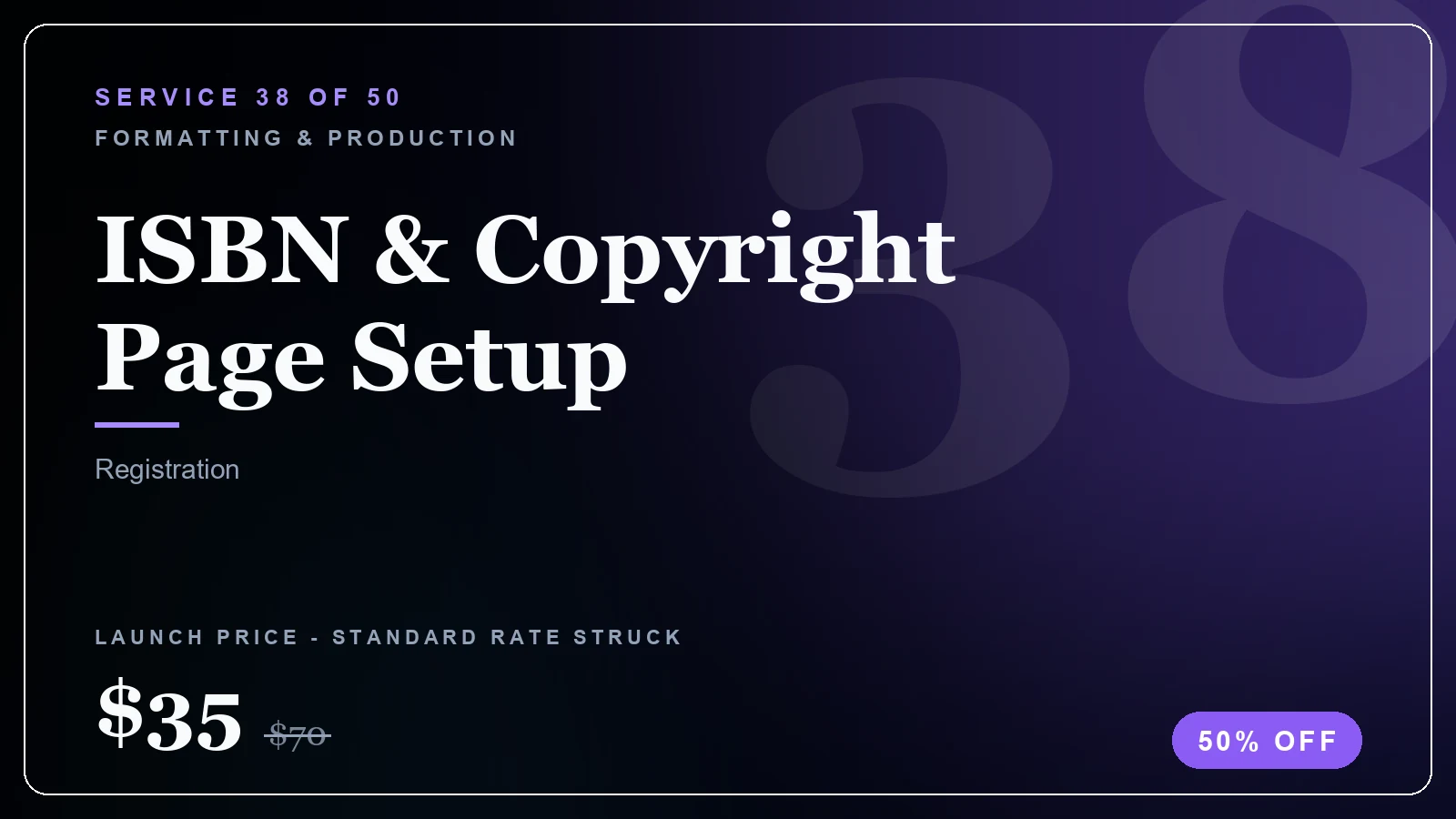 ISBN & Copyright Page Setup - Formatting & Production service, from $10 (50% off)