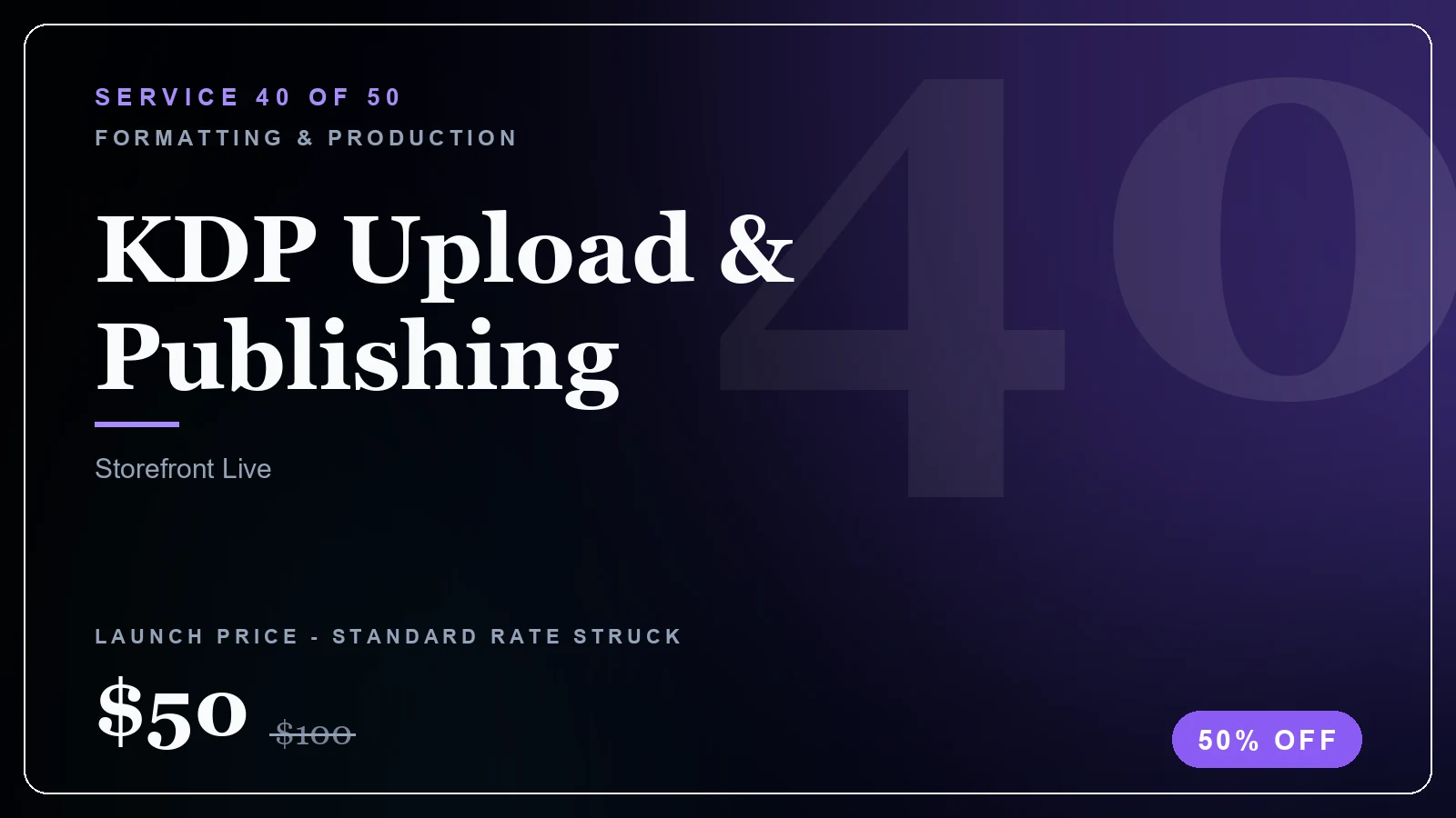 KDP Upload & Publishing - Formatting & Production service, from $20 (50% off)