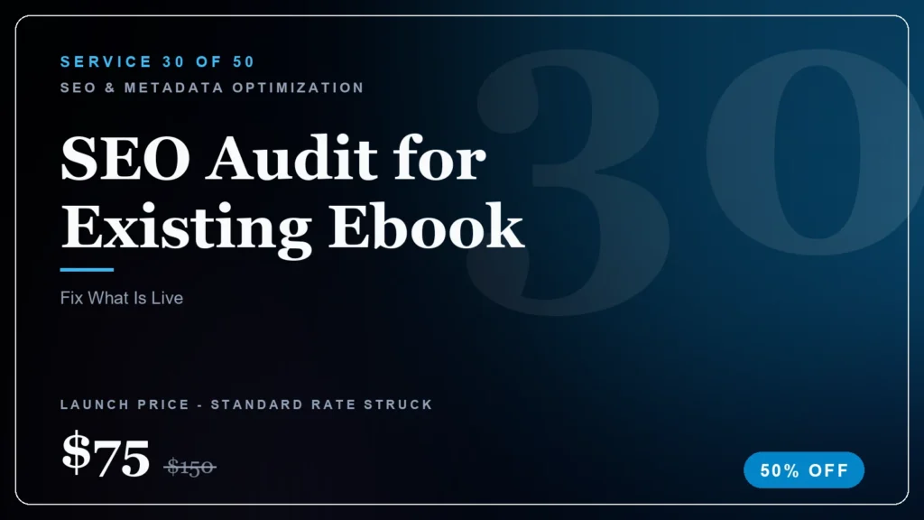 SEO Audit for Existing Ebook ebook service (50% launch discount) - StoryBuddiesPlay
