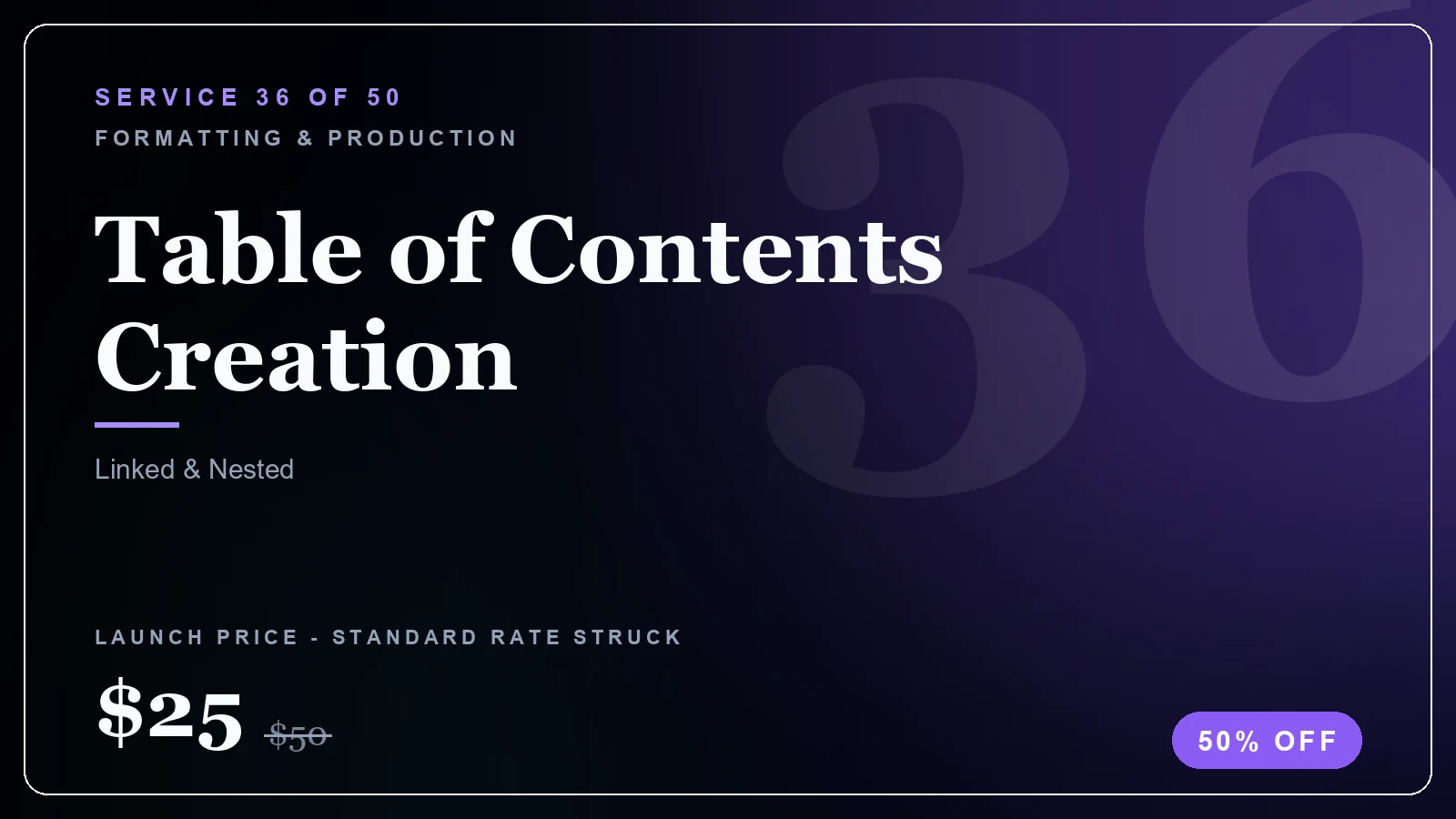 Table of Contents Creation - Formatting & Production service, from $10 (50% off)