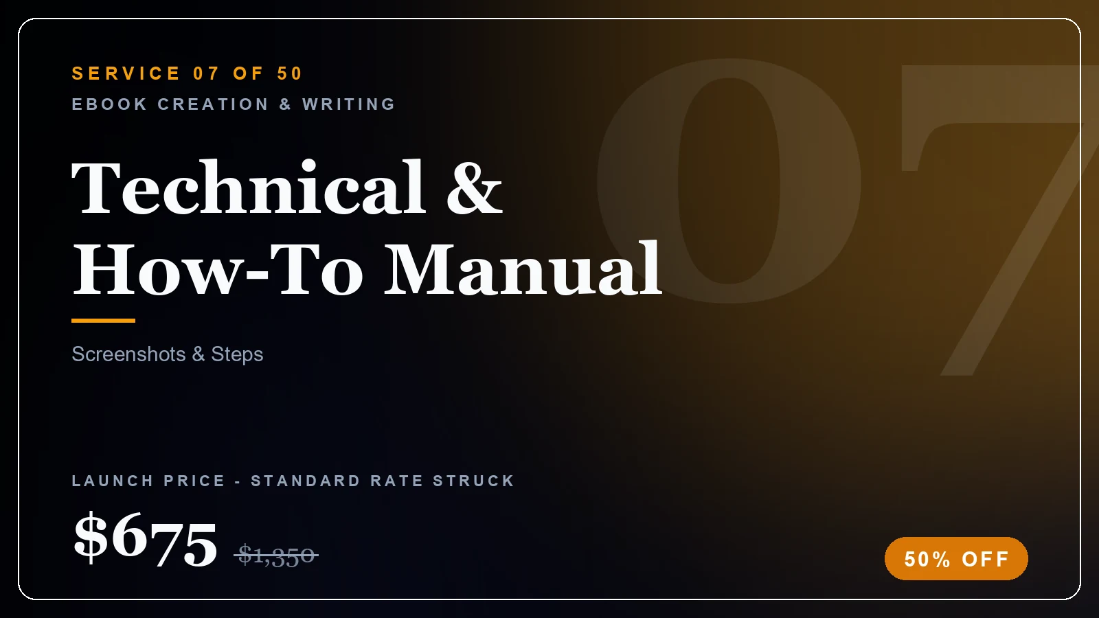 Technical & How-To Manual - Ebook Creation & Writing service, from $330 (50% off)