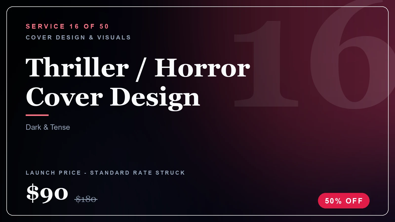 Thriller / Horror Cover Design - Cover Design & Visuals service, from $40 (50% off)