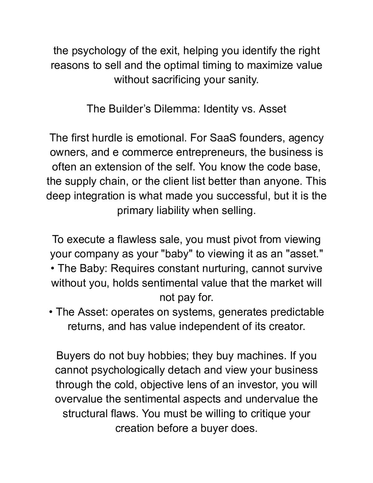 The Exit Blueprint: A 5 Phase Framework to Maximize Your Company's Valuation and Execute a Flawless Sale — a page from inside the book