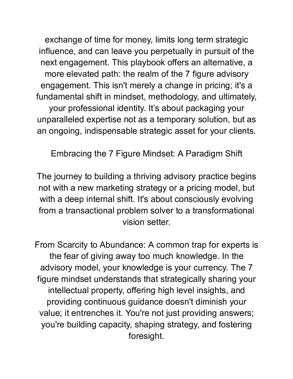 The 7 Figure Consulting Playbook Master Advisory Engagements — a page from inside the book