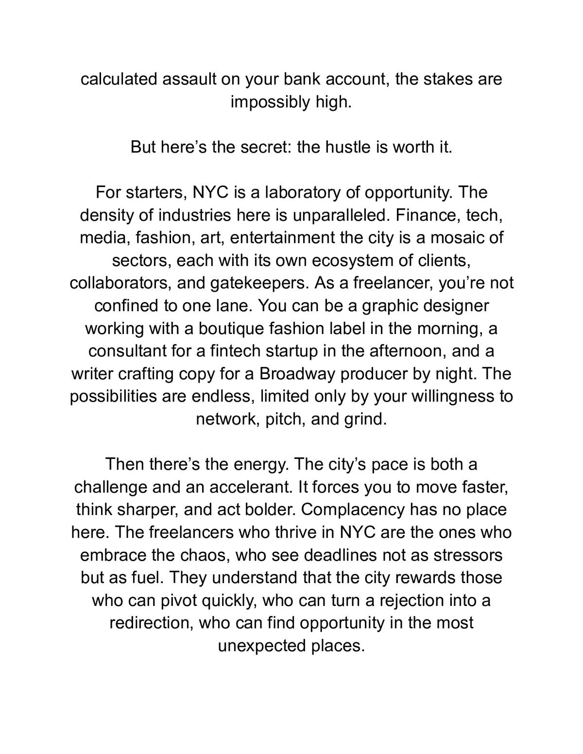 The NYC Freelancer Playbook: Build a Six Figure Solo Career in the City That Never Sleeps — a page from inside the book