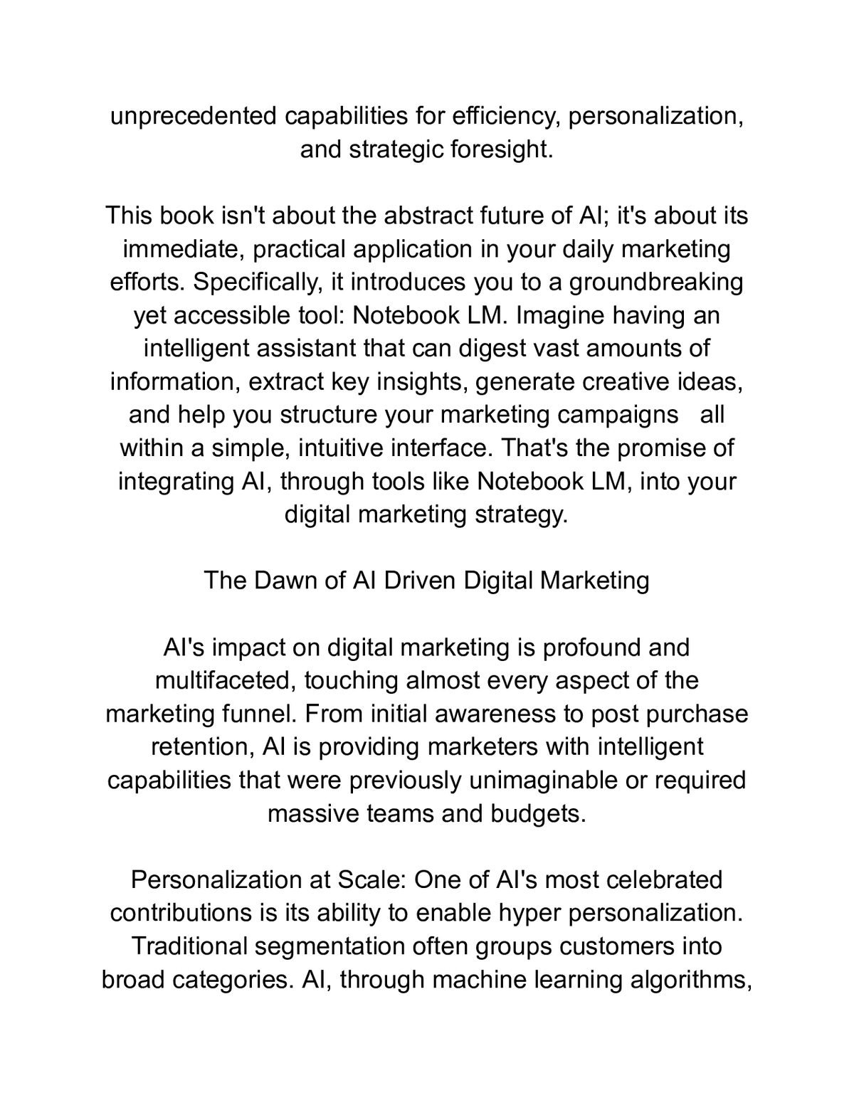 Digital Marketing With Notebook LM — a page from inside the book