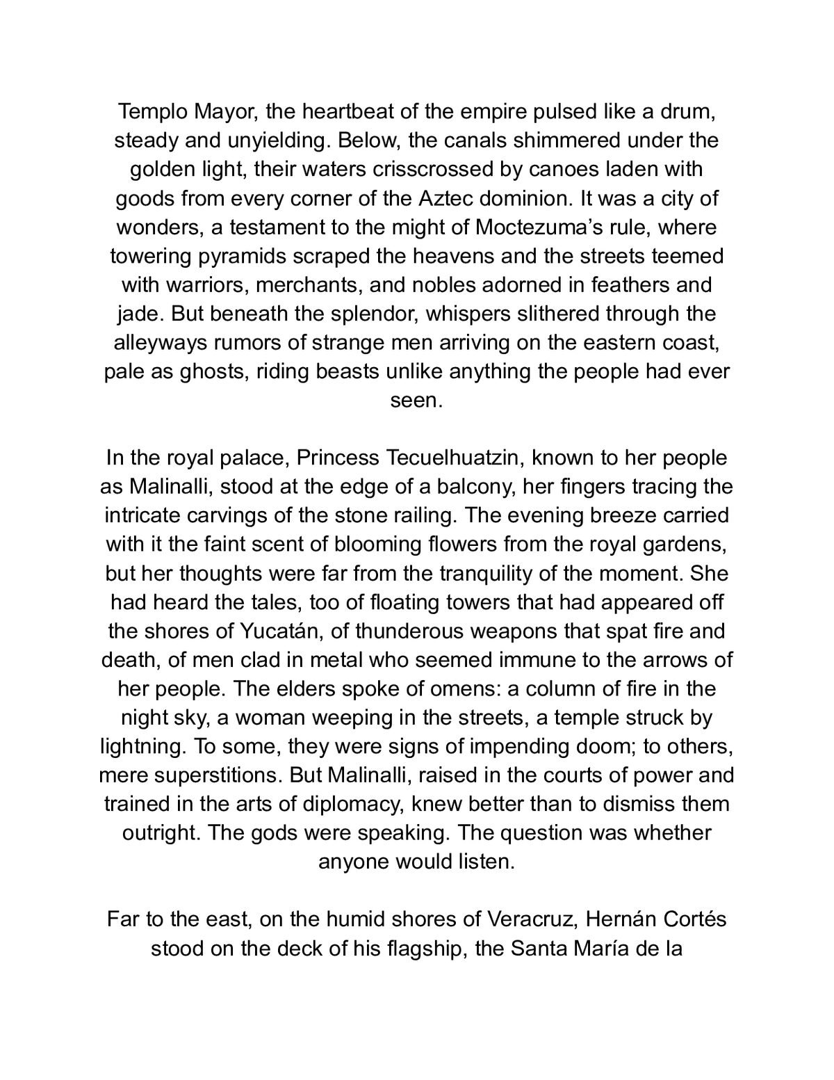 Cortés & Malinche Shadow - Betrayal of an Aztec Princess Historical Romance Fiction — a page from inside the book