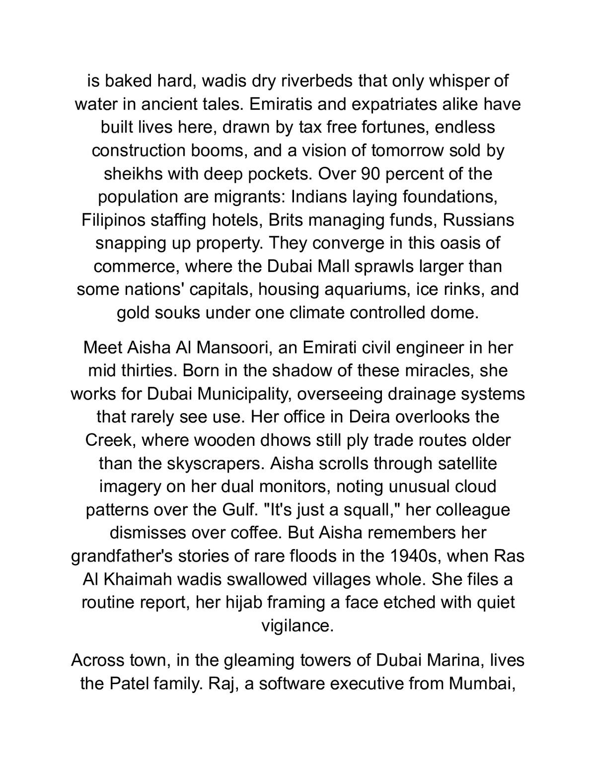 Dubai Floods 2025: Cinematic Non-Fiction Survival Saga — a page from inside the book