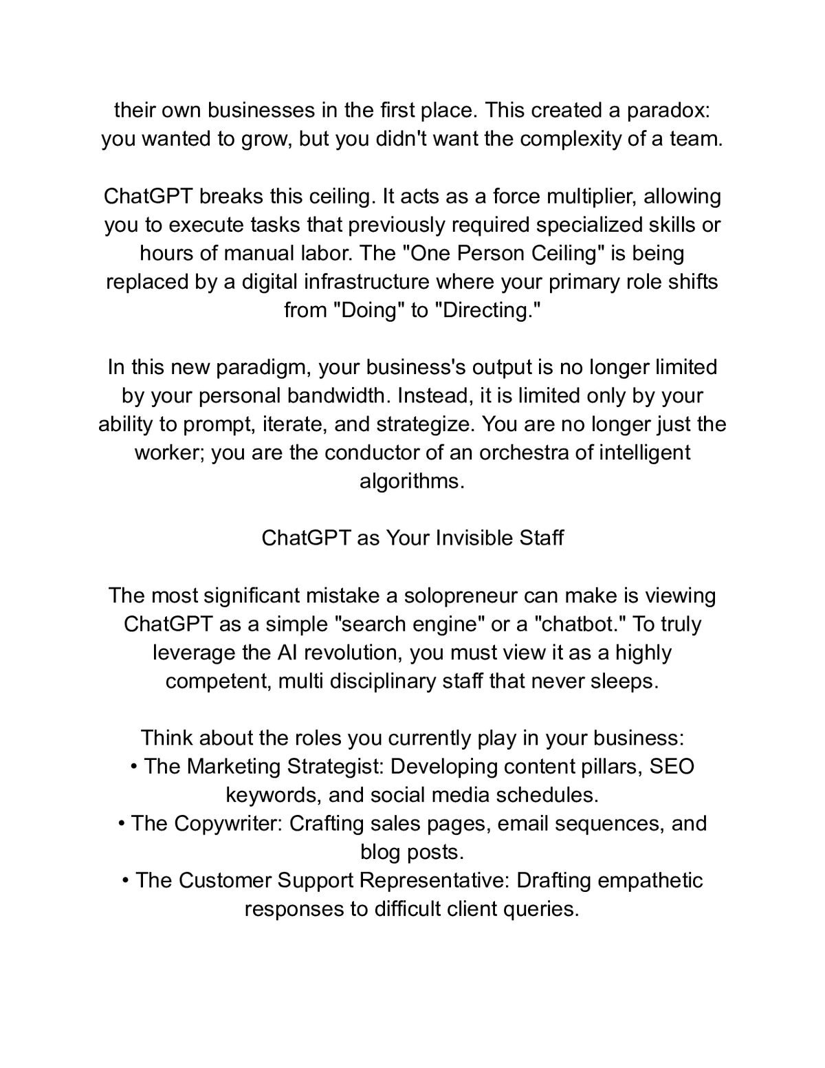 ChatGPT for Solopreneurs — a page from inside the book