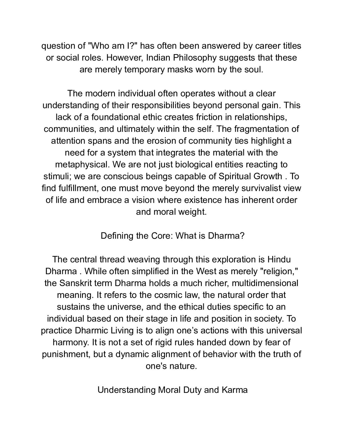 The Path to Dharma: A Guide to Hindu Life Ethics and Spiritual Purpose — a page from inside the book