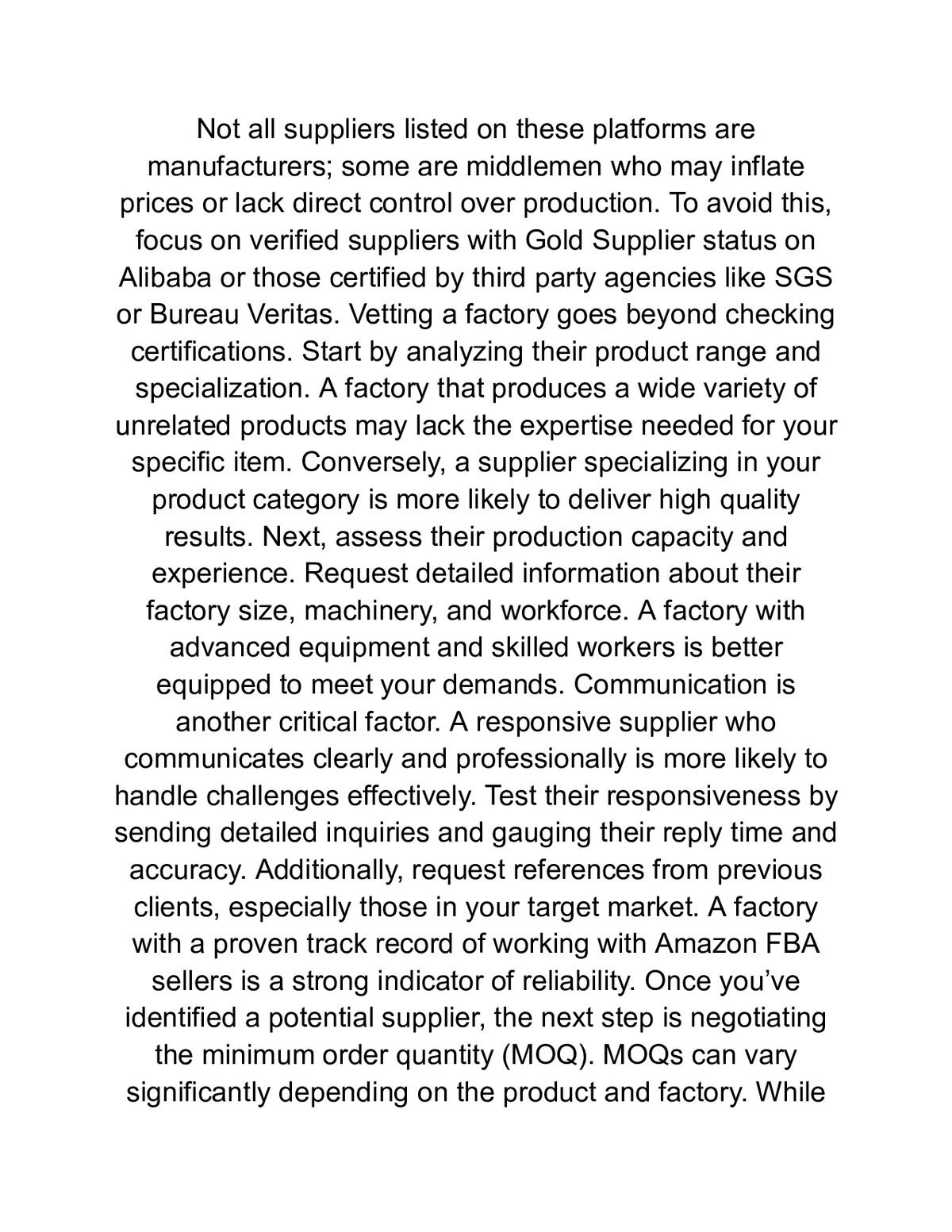 Amazon FBA Sourcing from China: A Complete Guide to Safe Factory Vetting, MOQ Negotiation, and Contracts — a page from inside the book