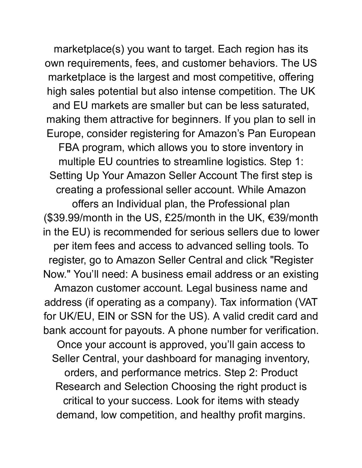 Amazon FBA 101: Beginner's Guide to Selling on Amazon UK/EU & US — a page from inside the book
