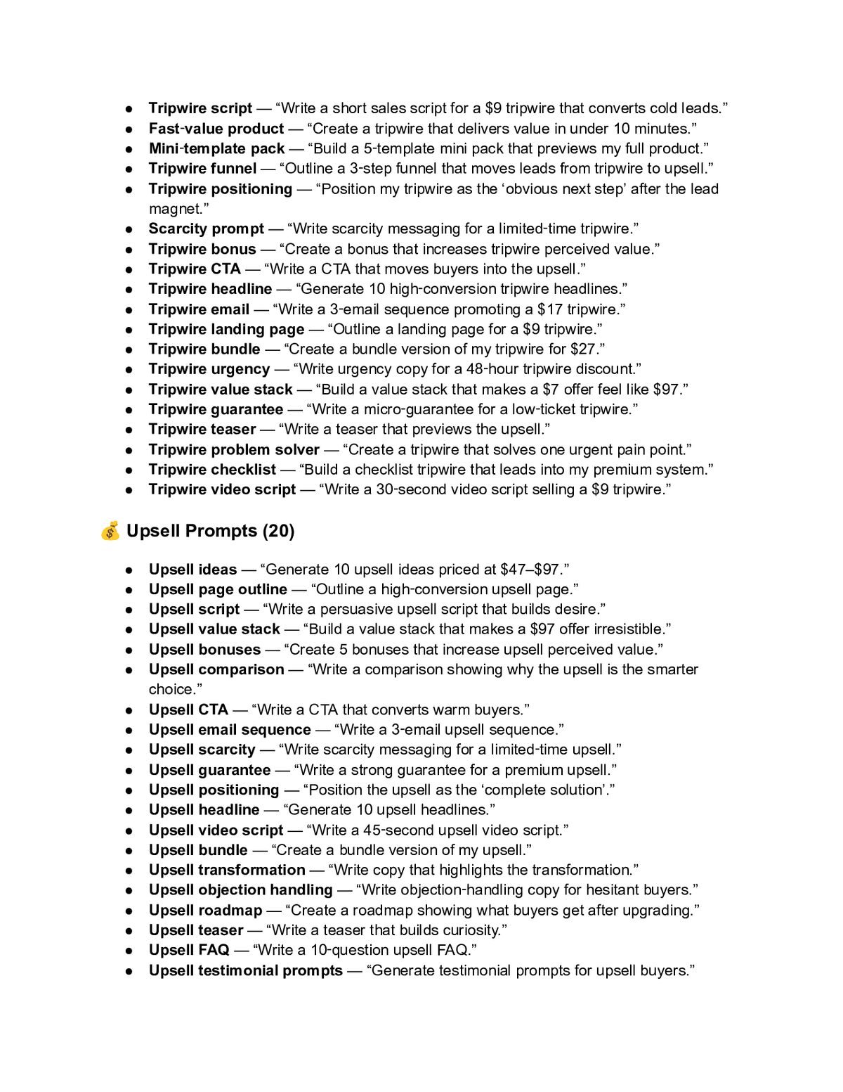 100-Prompt AI Funnel Building Pack — a page from inside the book