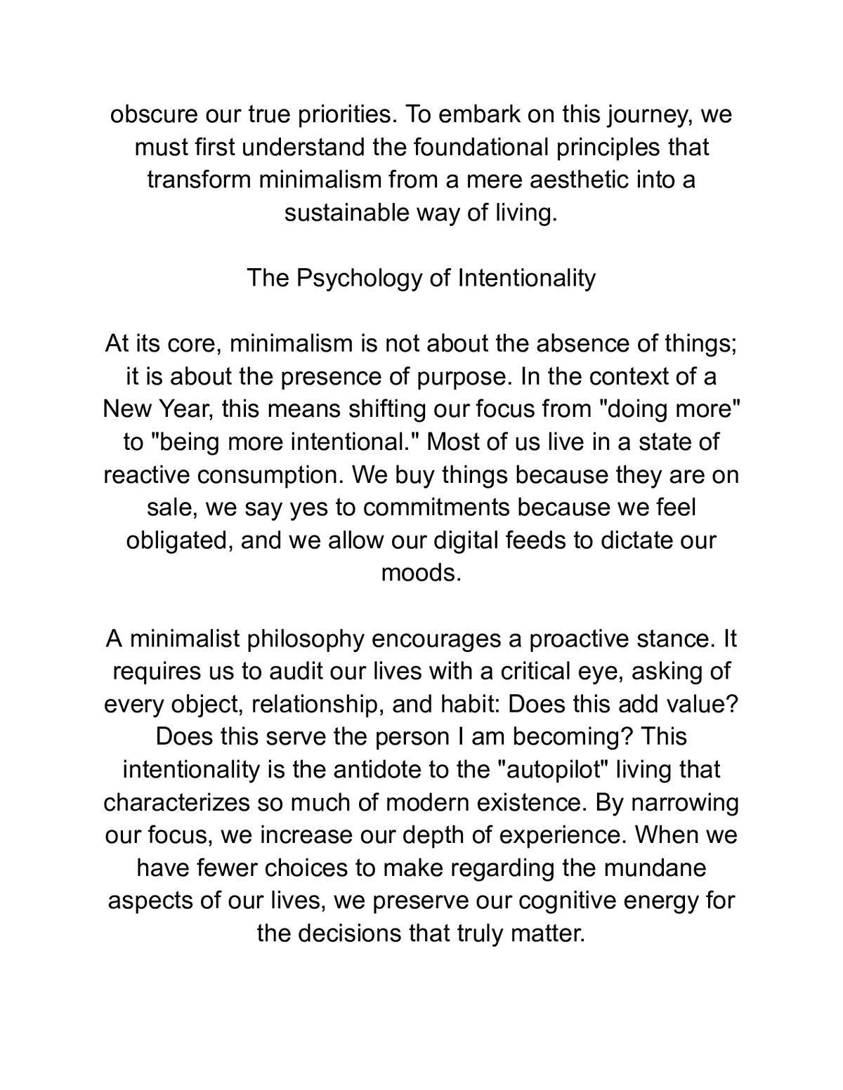 Minimalist New Year: A Fresh Start for a Simpler Life — a page from inside the book