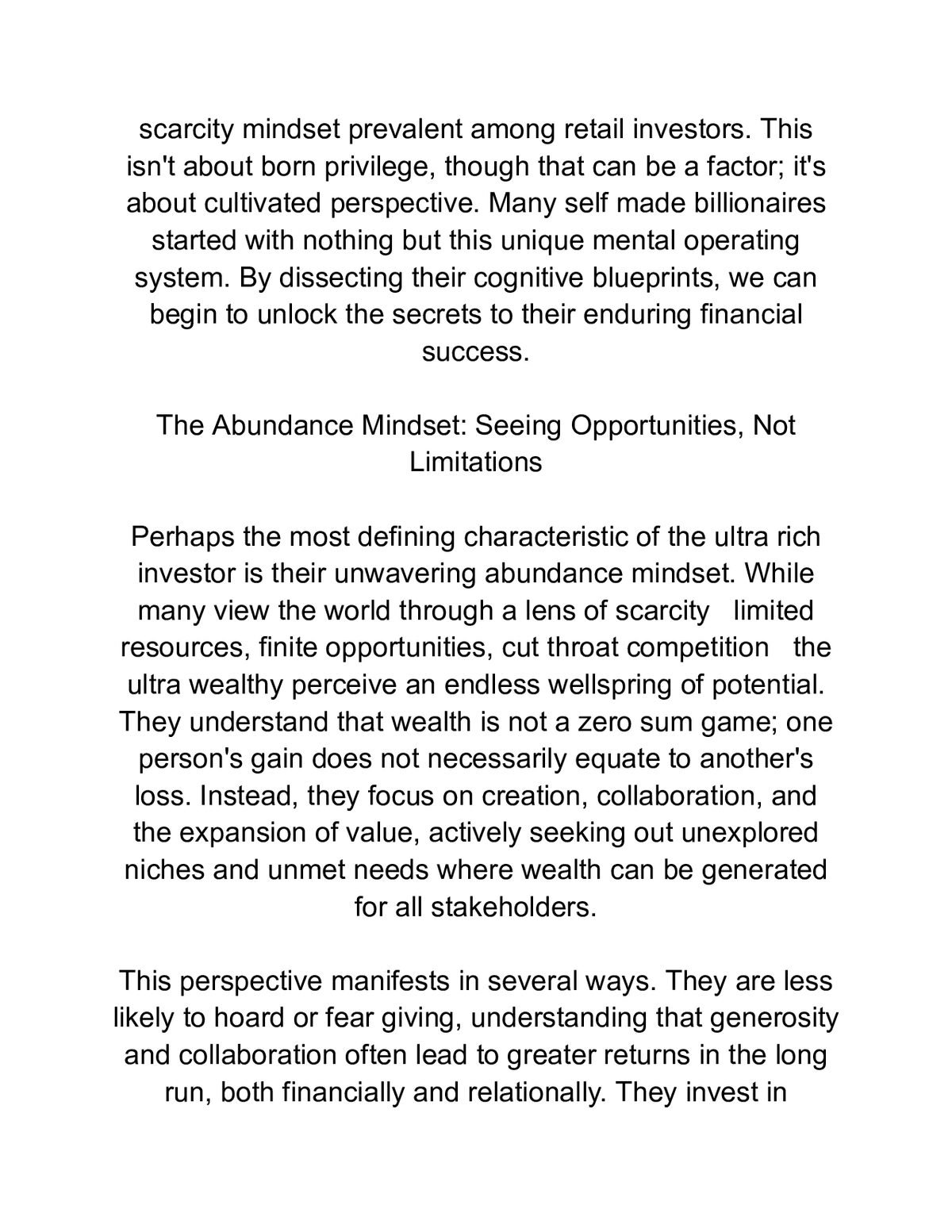 High Net Worth Investing Secrets: Portfolio Strategies of the Ultra Rich — a page from inside the book